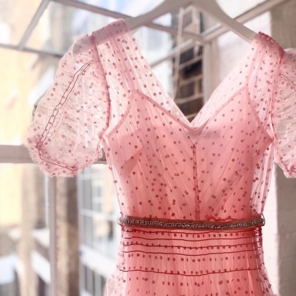 Self-Portrait Pink Mesh Dress - Picture 4 of 5
